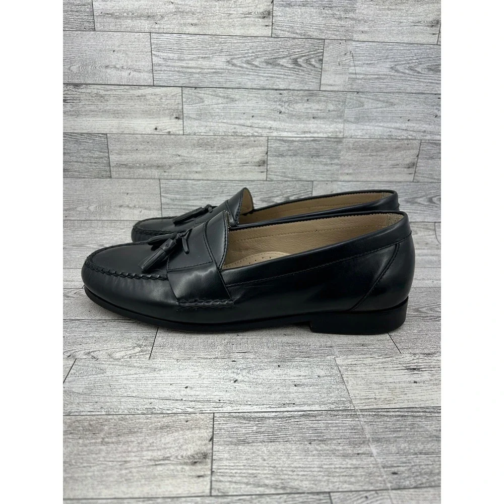 Bass Harrison Men Sz 12D Black‎ Leather Tassel Loafers Slip On Dress Shoes
